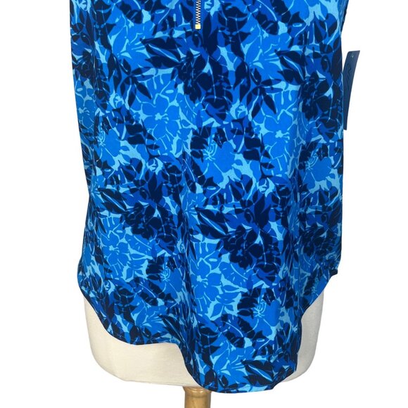 NY Collection Sleeveless Blouse Womens Small Blue Floral Zipper New - Picture 4 of 10